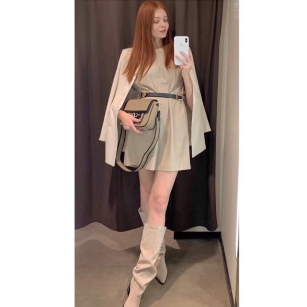 Zara faux leather dress with belt